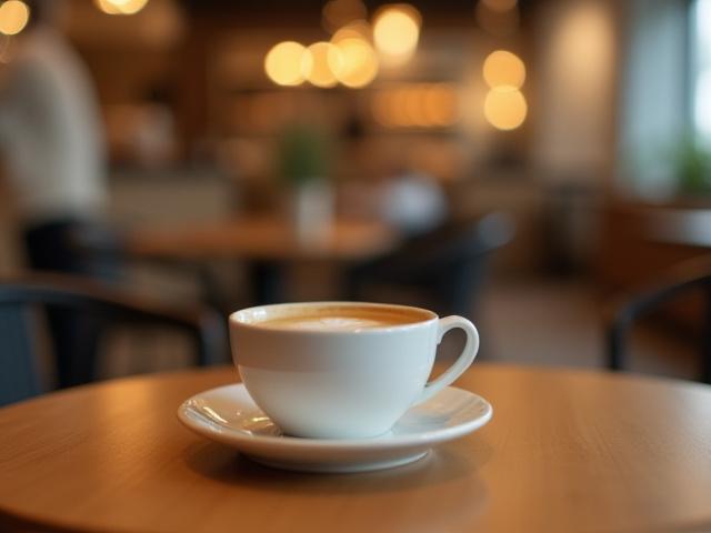 A beautifully brewed cup of coffee in a modern cafe setting